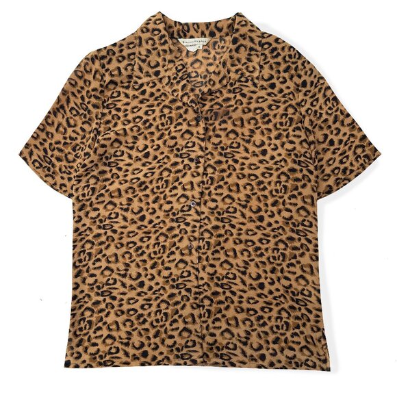 Vintage Bianca Nygard, Animal Print Button Down Short Sleeve Shirt - Picture 1 of 4